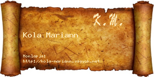Kola Mariann névjegykártya