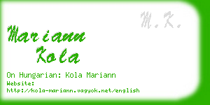 mariann kola business card